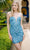 Aleta Couture 1326 - Strapless Patterned Cocktail Dress Homecoming Dresses 000 / Unicorn Blue