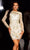 Aleta Couture 20 - Embellished Long Sleeve Cocktail Dress Cocktail Dresses 000 / Ivory/Gold