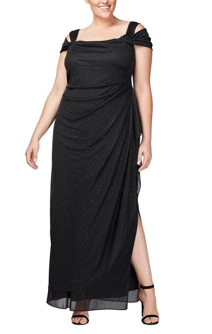 Alex Evenings 433026 - Cold Shoulder Glitter Formal Dress Mother of the Bride Dresses 18W / Black