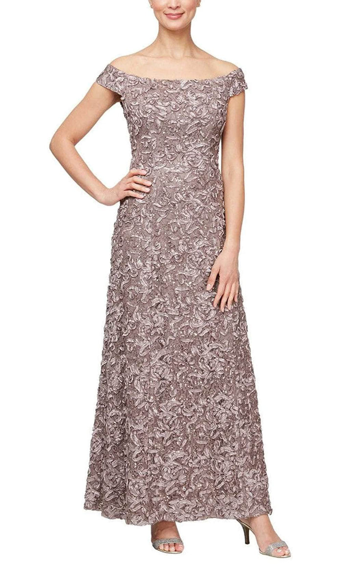 Alex Evenings 81122612 - Floral Soutache Evening Dress Evening Dresses 2 / Mink