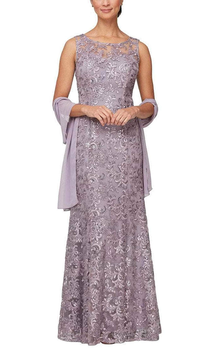 Alex Evenings - 81171128 Sleeveless Lace Dress with Shawl Mother of the Bride Dresses 10 / Wisteria