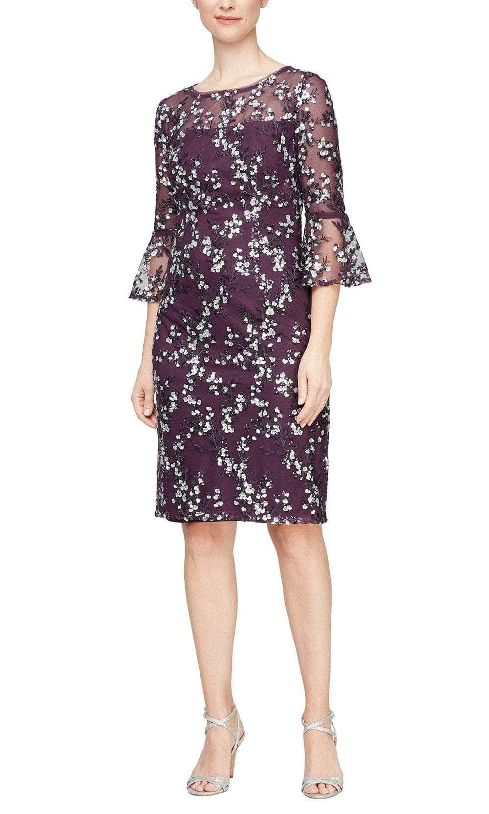 Alex Evenings 81171268 Quarter Sleeved Midi Laced Dress