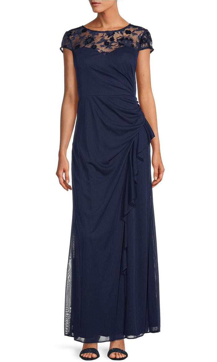 Alex Evenings 81171507 - Embroidered Illusion Evening Dress Mother of the Bride Dresses 2 / Navy