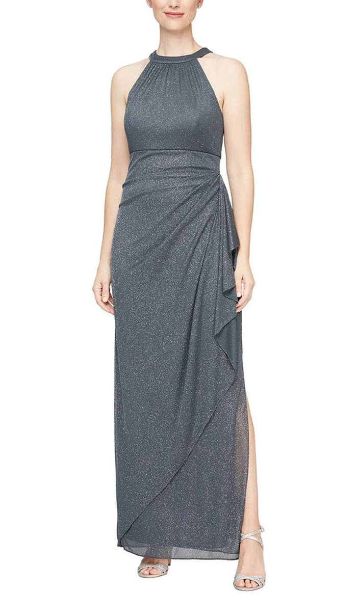 Alex Evenings 8133106 - Sleeveless Halter Evening Dress Evening Dresses 2 / Smoke