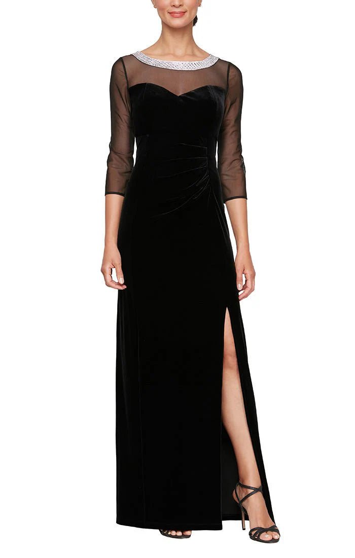 Alex Evenings 8191951 - Embellished Illusion Neck Evening Dress Mother of the Bride Dresses 2 / Black