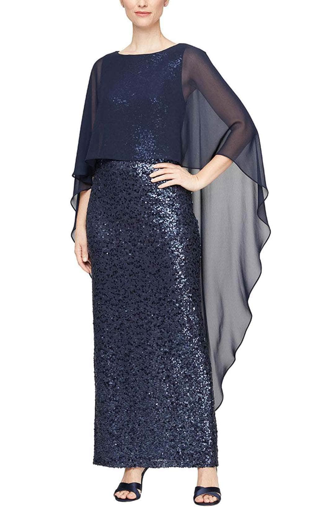 Alex Evenings 8196897 Embellished Gown with Sheer Overlay