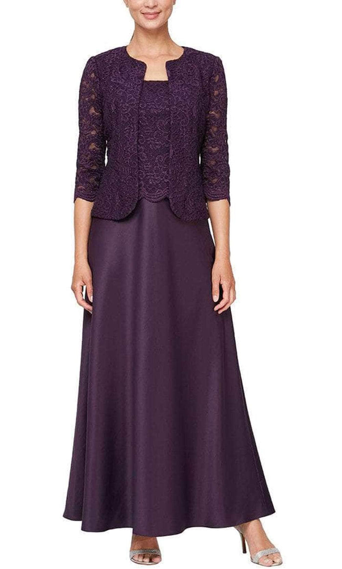 Alex Evenings - 82122326 Scoop Neck A-Line Dress Evening Dresses 16P / Eggplant