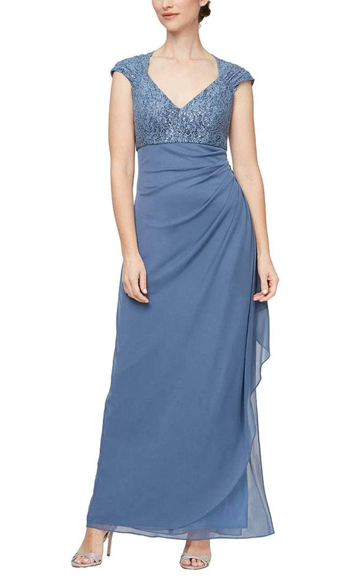 Alex Evenings 82122470 - Cap Sleeve Empire Evening Dress Mother of the Bride Dresses 4P / Wedgewood