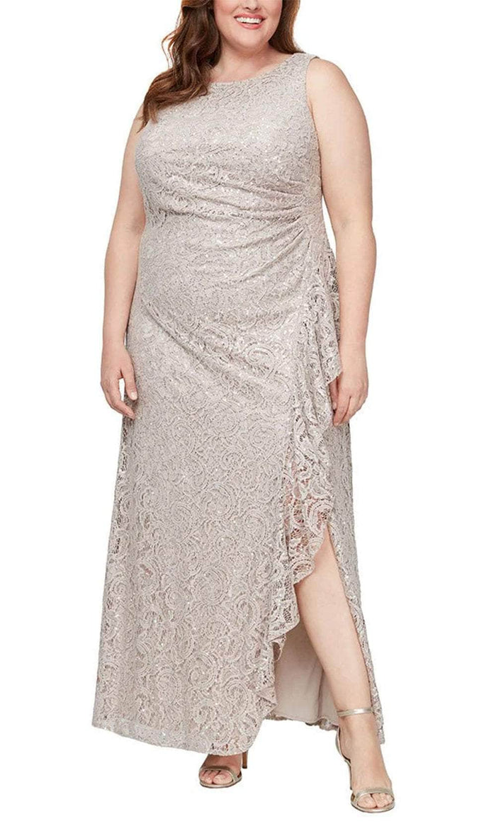 Alex Evenings 84122434 - Sequin Sheath Evening Dress Mother of the Bride Dresses 14W / Buff