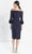 Alexander by Daymor - 1281 Fitted Bodice Straight-Across Neck Knee-Length Dress Semi Formal 12 / Navy