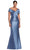 Alexander by Daymor 2052F24 - Pleated Bodice Off Shoulder Evening Gown Mother Of The Bride Dresses 4 / Delphi Blue