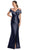 Alexander by Daymor 2052F24 - Pleated Bodice Off Shoulder Evening Gown Mother Of The Bride Dresses 4 / Navy