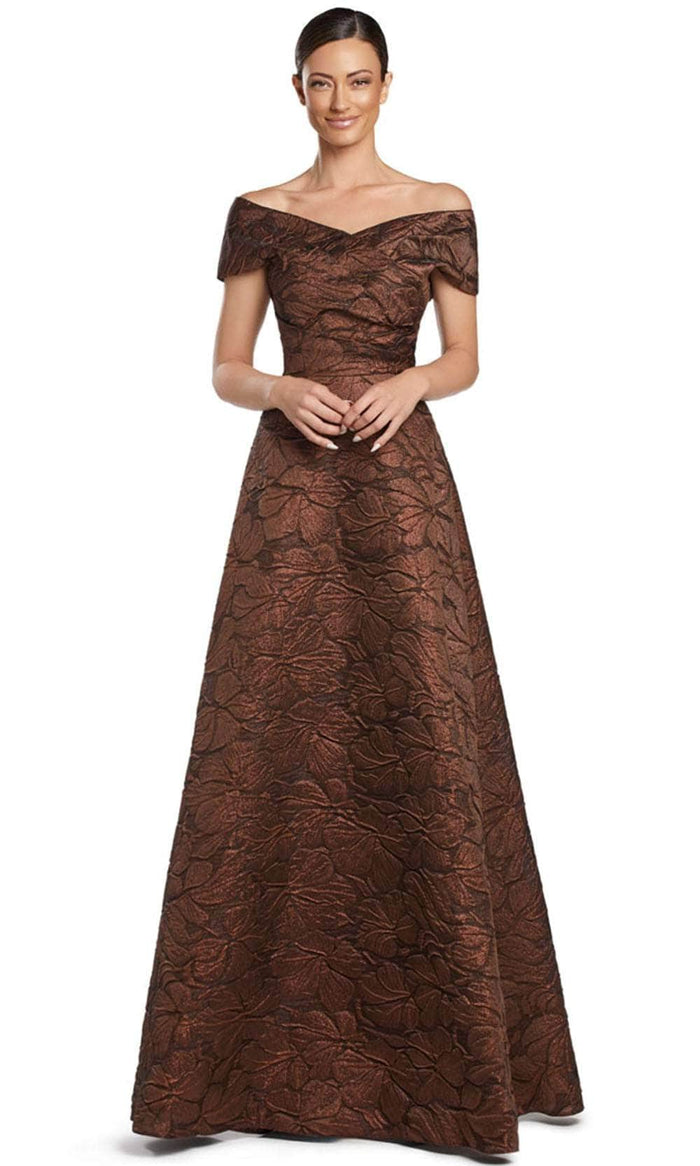 Alexander by Daymor 2055F24 - Off-Shoulder A-Line Evening Gown Mother of the Bride Dresses 4 / Copper