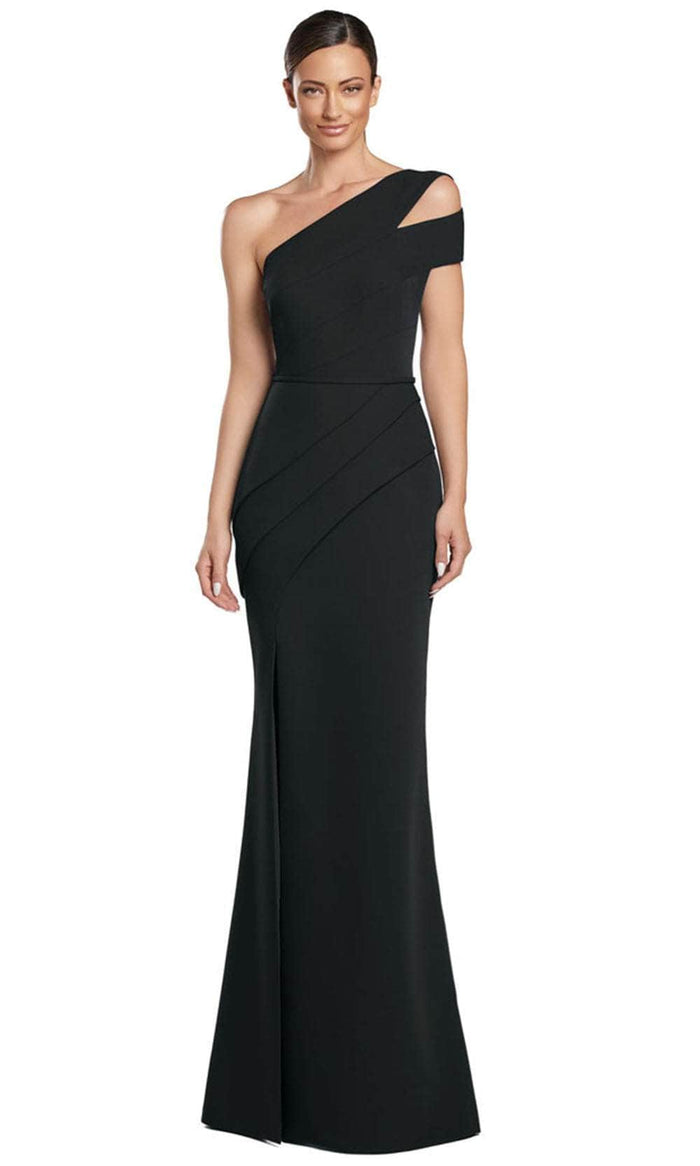 Alexander by Daymor 2058F24 - Pleated One Shoulder Evening Gown Prom Dresses 4 / Black