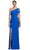 Alexander by Daymor 2058F24 - Pleated One Shoulder Evening Gown Prom Dresses 4 / Blue