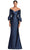 Alexander by Daymor 2060F24 - Quarter Sleeve V-Neck Evening Gown Mother Of The Bride Dresses 4 / Navy