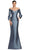 Alexander by Daymor 2060F24 - Quarter Sleeve V-Neck Evening Gown Mother Of The Bride Dresses 4 / Pewter