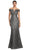 Alexander by Daymor 2076F24 - Off-Shoulder V-Neck Long Gown Mother of the Bride Dresses 4 / Pewter