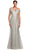 Alexander by Daymor 2076F24 - Off-Shoulder V-Neck Long Gown Mother of the Bride Dresses 4 / Platinum