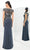 Alexander by Daymor - Floral Embroidered Evening Gown 1392 - 1 pc Graphite In Size 16 Available Evening Dresses 16 / Graphite