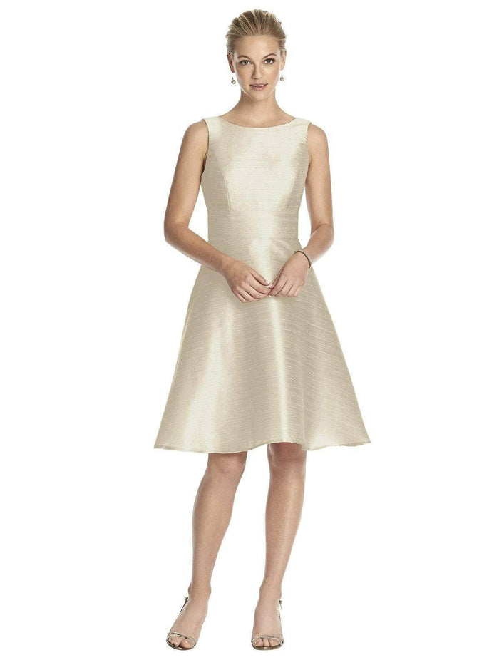 Alfred Sung D681 - Bateau Neck Satin Cocktail Dress Special Occasion Dress 6 / Champagne