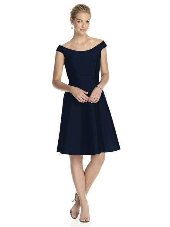 Alfred Sung, LA D686 - Off Shoulder A-Line Cocktail Dress Special Occasion Dress 0 / Midn