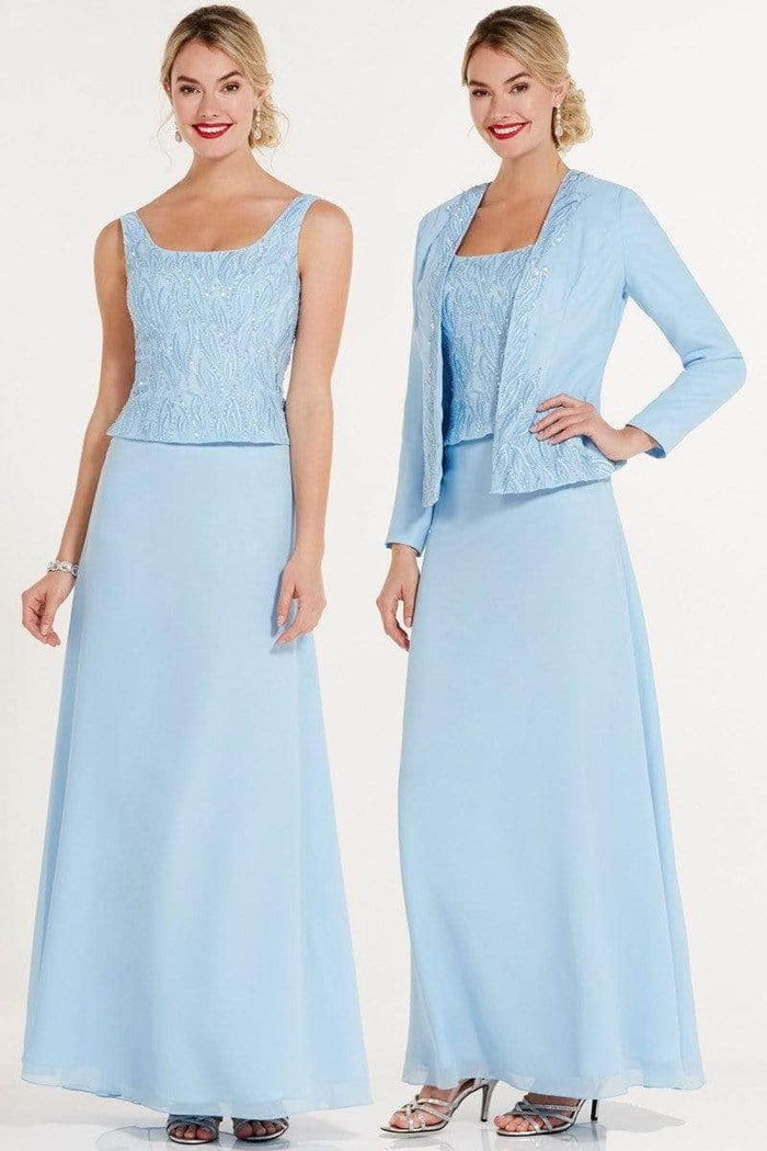 Alyce Paris 29953 - Square Neck A-Line Formal Dress Mother of the Bride Dresses 4 / Powder Blue