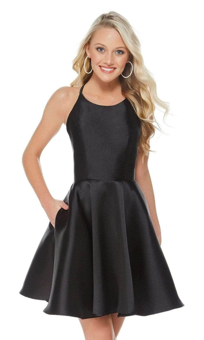 Alyce Paris - 3703 Sleeveless Halter Cocktail Dress Cocktail Dresses 00 / Midnight