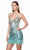 Alyce Paris 4634 - V-Neck Fringed Hem Cocktail Dress Special Occasion Dress 000 / Tiffany-Silver Ombre