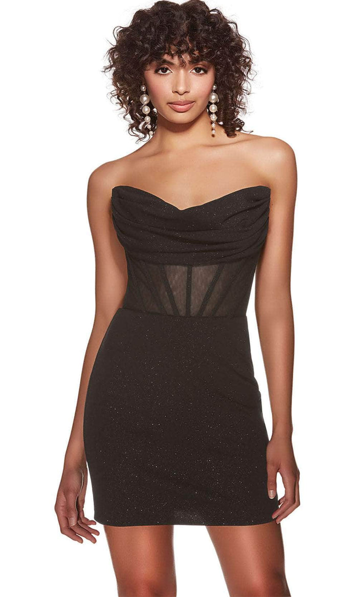 Alyce Paris 4819 - Sheer Corset Sweetheart Cocktail Dress Cocktail Dresses 000 / Black