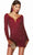 Alyce Paris 4873 - Fringes Plunging V-Neck Cocktail Dress Cocktail Dresses 000 / Sangria