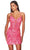 Alyce Paris 4905 - Corset Bodice Sequined Cocktail Dress Cocktail Dresses 000 / Neon Pink