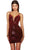 Alyce Paris 4933 - Sequin Embellished V-Neck Cocktail Dress Cocktail Dresses 000 / Wine