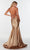 Alyce Paris 61169 - V-Neck Satin Mermaid Prom Gown Prom Dresses 4 / Gold