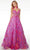 Alyce Paris 61516 - V-Neck Floral Ballgown Ball Gowns 000 / Neon Purple-Pink