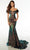 Alyce Paris 61595 - Feather Detailed Fitted Bodice Prom Gown Evening Dresses 000 / Dragon Scale