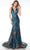 Alyce Paris 61657 - Sequin Fitted Bodice Lace Up Back Prom Gown Prom Dresses 000 / Teal-Copper