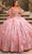 Amarra 54229 - Cold Shoulder Ruffled Back Ballgown Quinceanera Dresses 00 / Rose Gold