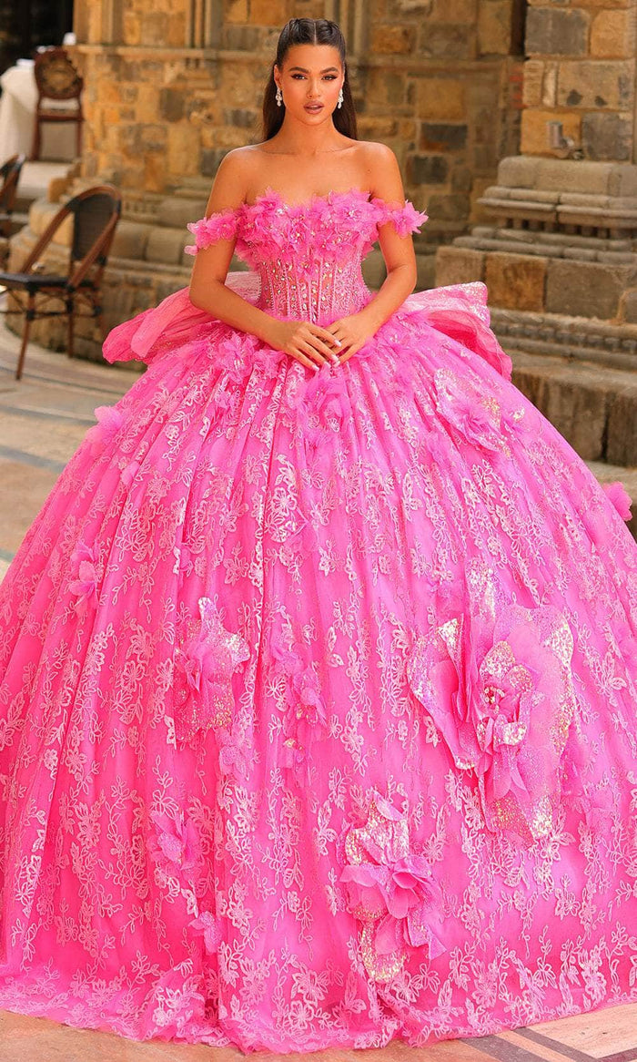 Amarra 54233 - Corset Bodice Semi-Sweetheart Ballgown Quinceanera Dresses 00 / Fuchsia