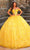 Amarra 54239 - Off-Shoulder 3D Flower Embellished Ballgown Quinceanera Dresses 00 / Yellow