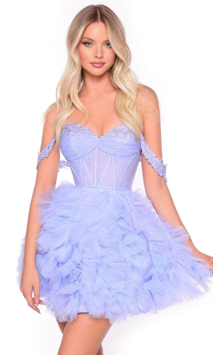 Amarra 88015 - Sweetheart Ruffles Cocktail Dress Homecoming Dresses 000 / Periwinkle