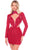 Amarra 88020 - High Neck Plunging Cocktail Dress Special Occasion Dress 000 / Red/Bright Fuchsia