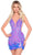 Amarra 88029 - Sheer Sides Fringe Cocktail Dress Special Occasion Dress 000 / Purple