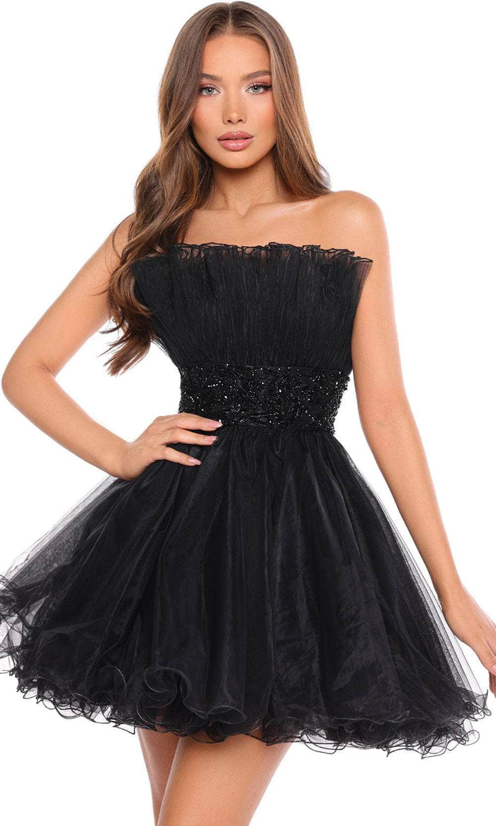 Amarra 88038 - Tulle Straight Across Cocktail Dress Special Occasion Dress 000 / Black