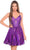 Amarra 88059 - Pleated V-Neck Metallic Cocktail Dress Homecoming Dresses 000 / Purple