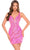 Amarra 88074 - Allover Sequin V-Neck Cocktail Dress Special Occasion Dress 000 / Neon Pink