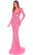 Amarra 88093 - Cut-Out Detailed Long Sleeve Evening Gown Special Occasion Dress 000 / Bright Pink