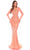 Amarra 88093 - Cut-Out Detailed Long Sleeve Evening Gown Special Occasion Dress 000 / Dreamsicle/Electric Coral