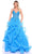 Amarra 88094 - Beaded Ruffle Detailed Ballgown Evening Dresses 000 / Turquoise