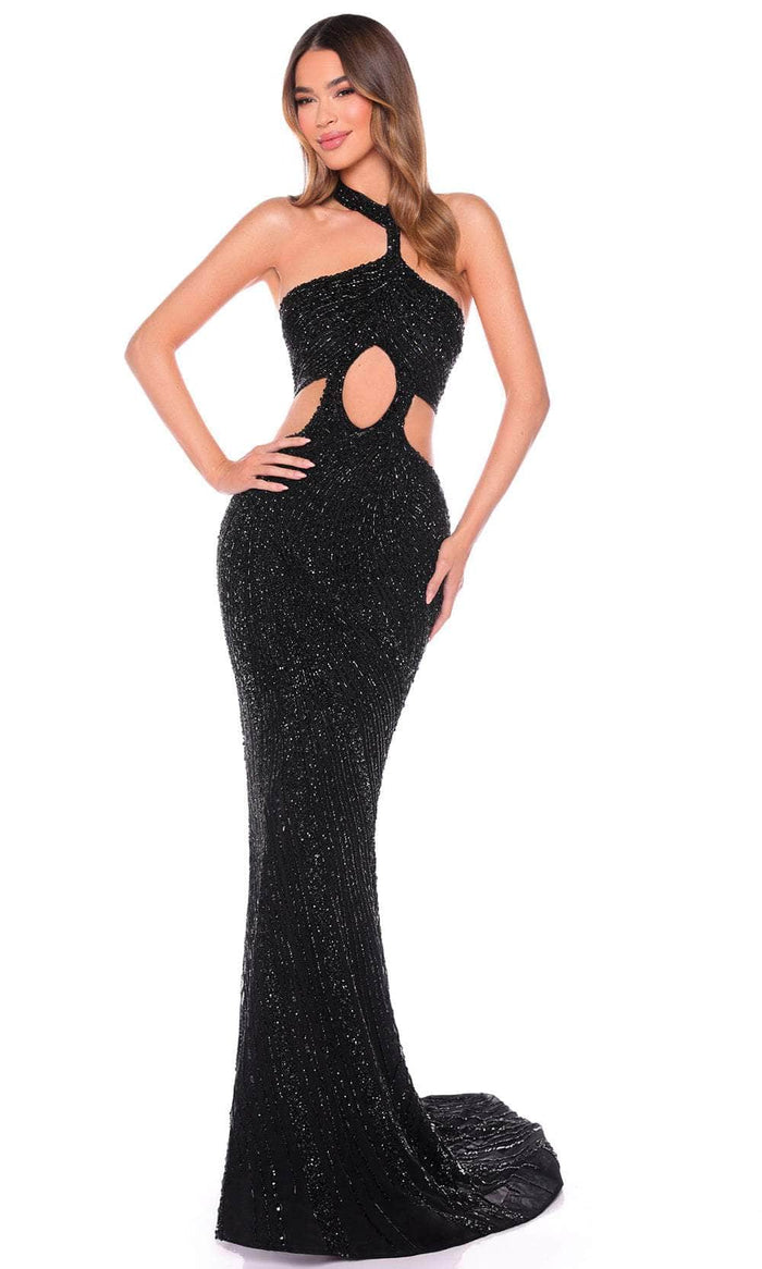 Amarra 88106 - Embellished Cut-Out Detailed Prom Gown Special Occasion Dress 000 / Black